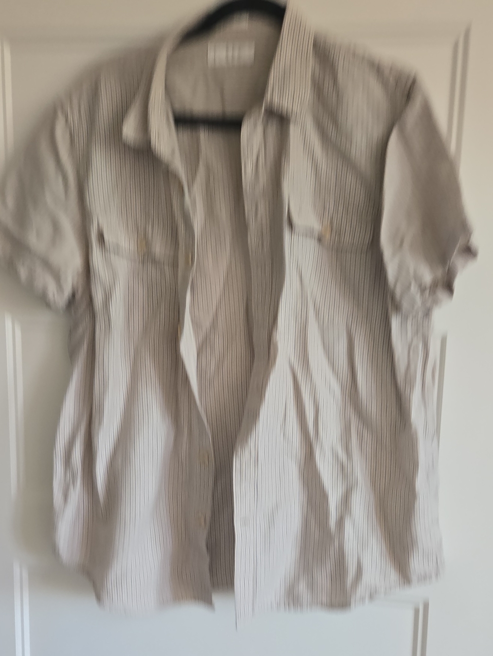 Lucky Brand Men's Short-Sleeve Button-Up Shirt in White with Black Pinstripes